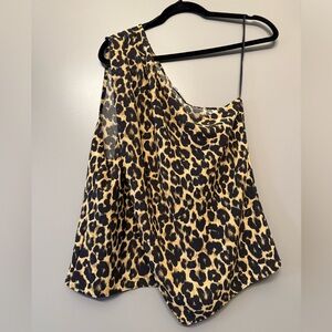 Zara Leopard Print One-Shoulder Top